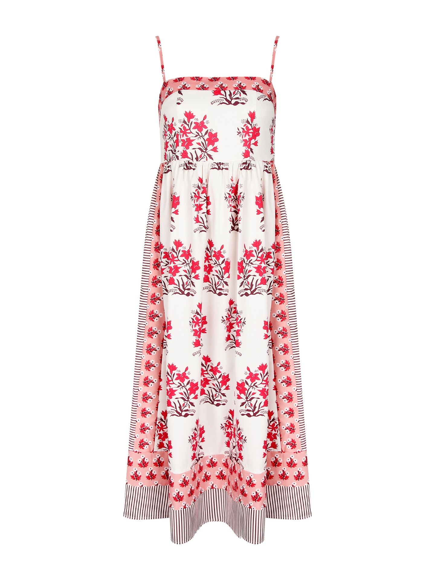 Women’s Red Floral Print Spaghetti Strap Maxi Dress – Vacation Summer Sundress (S-XL Sizes)