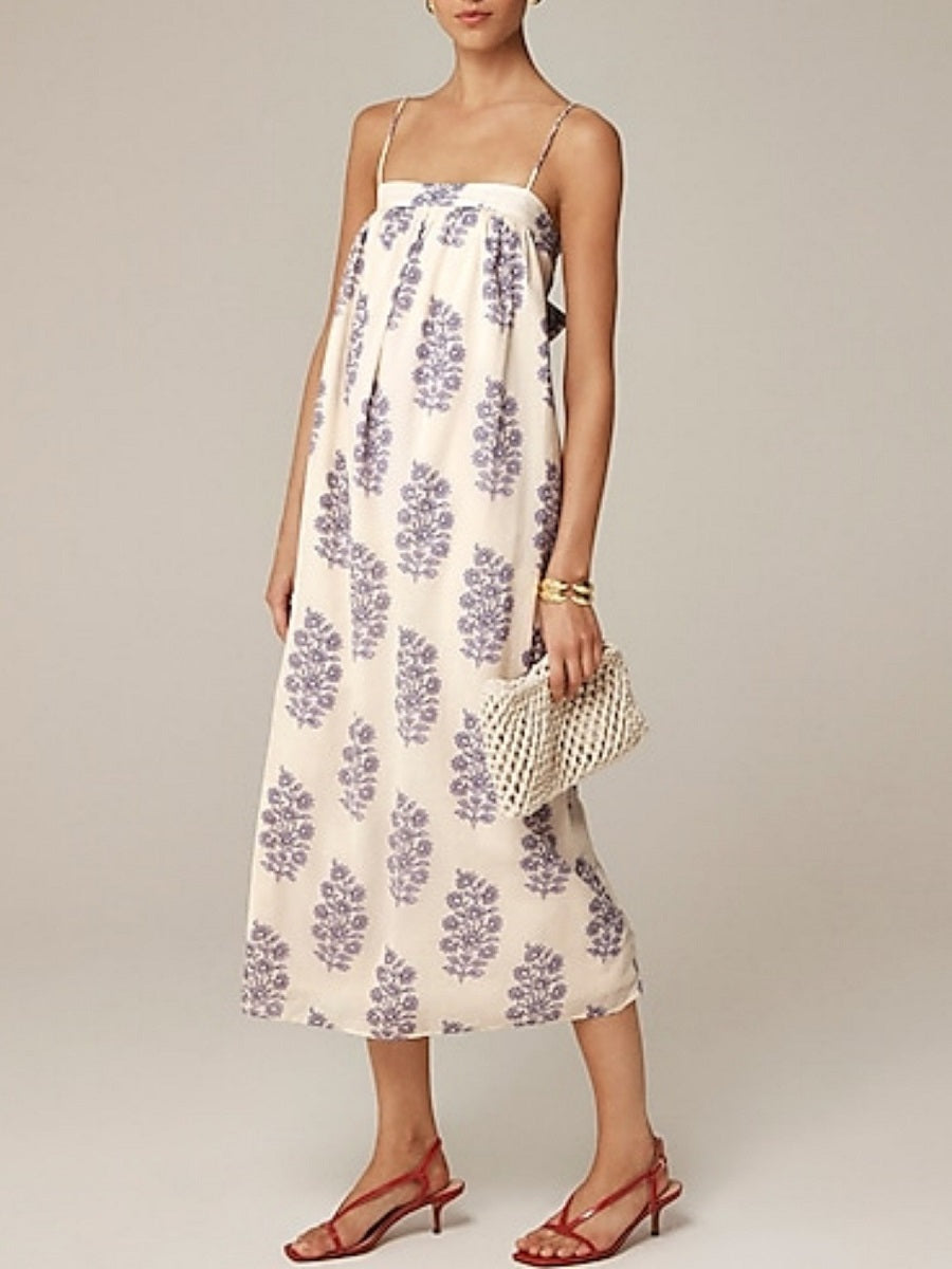 Printed Strapless Midi Dress – Summer Casual Sundress