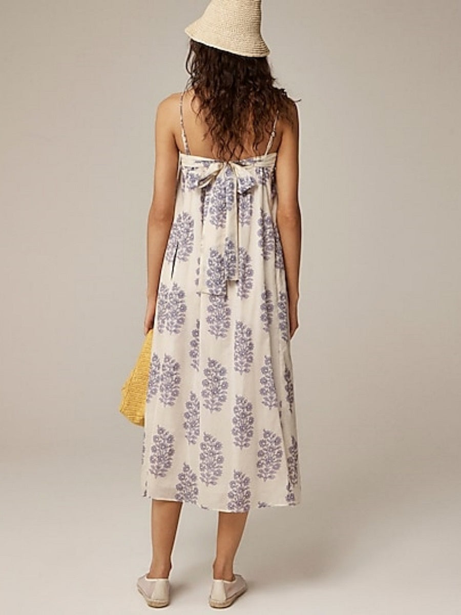 Printed Strapless Midi Dress – Summer Casual Sundress